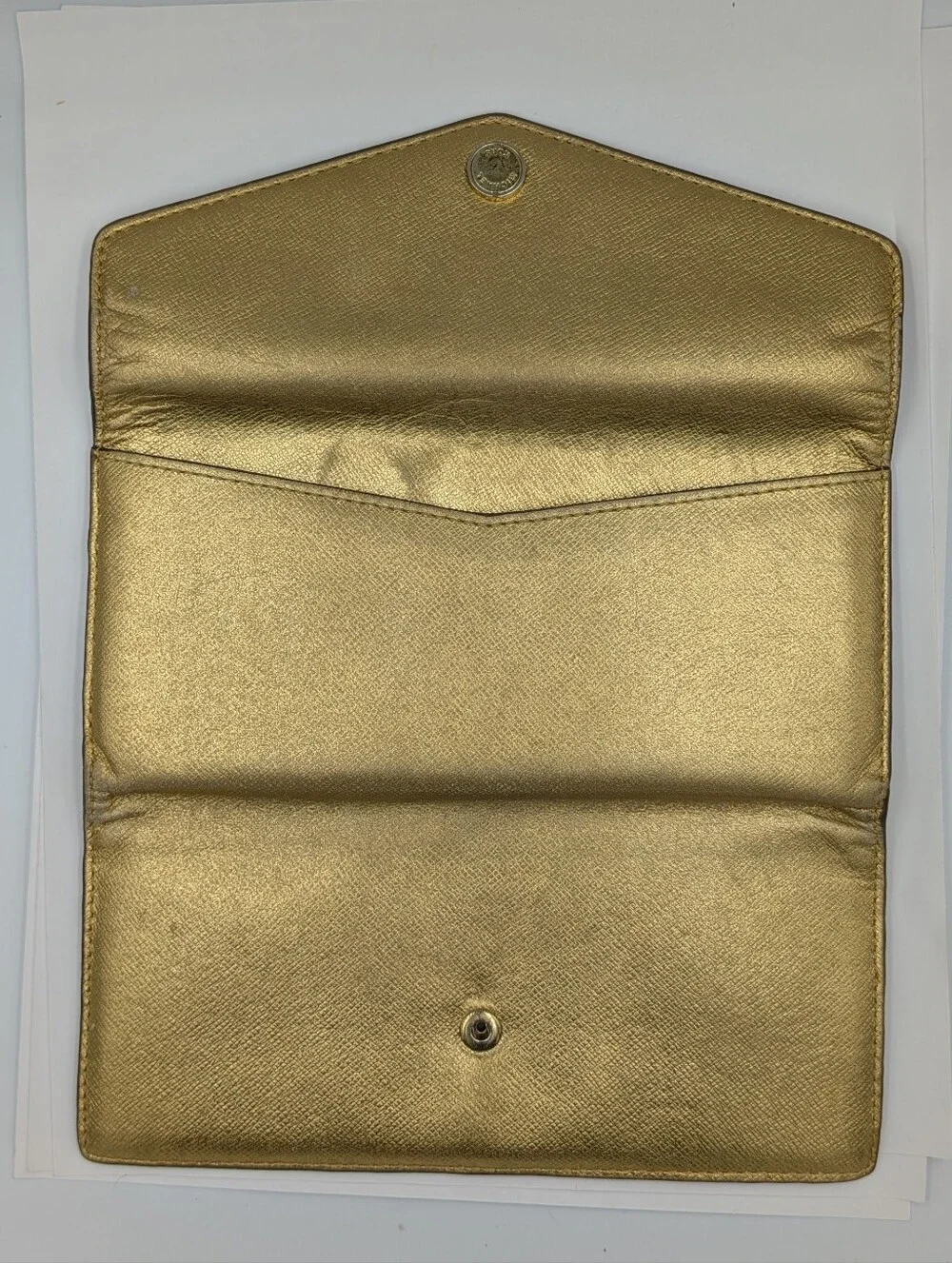 Michael‎ Kors Wallet Golden Metallic Slim Envelope Snap Long Organizer Trifold